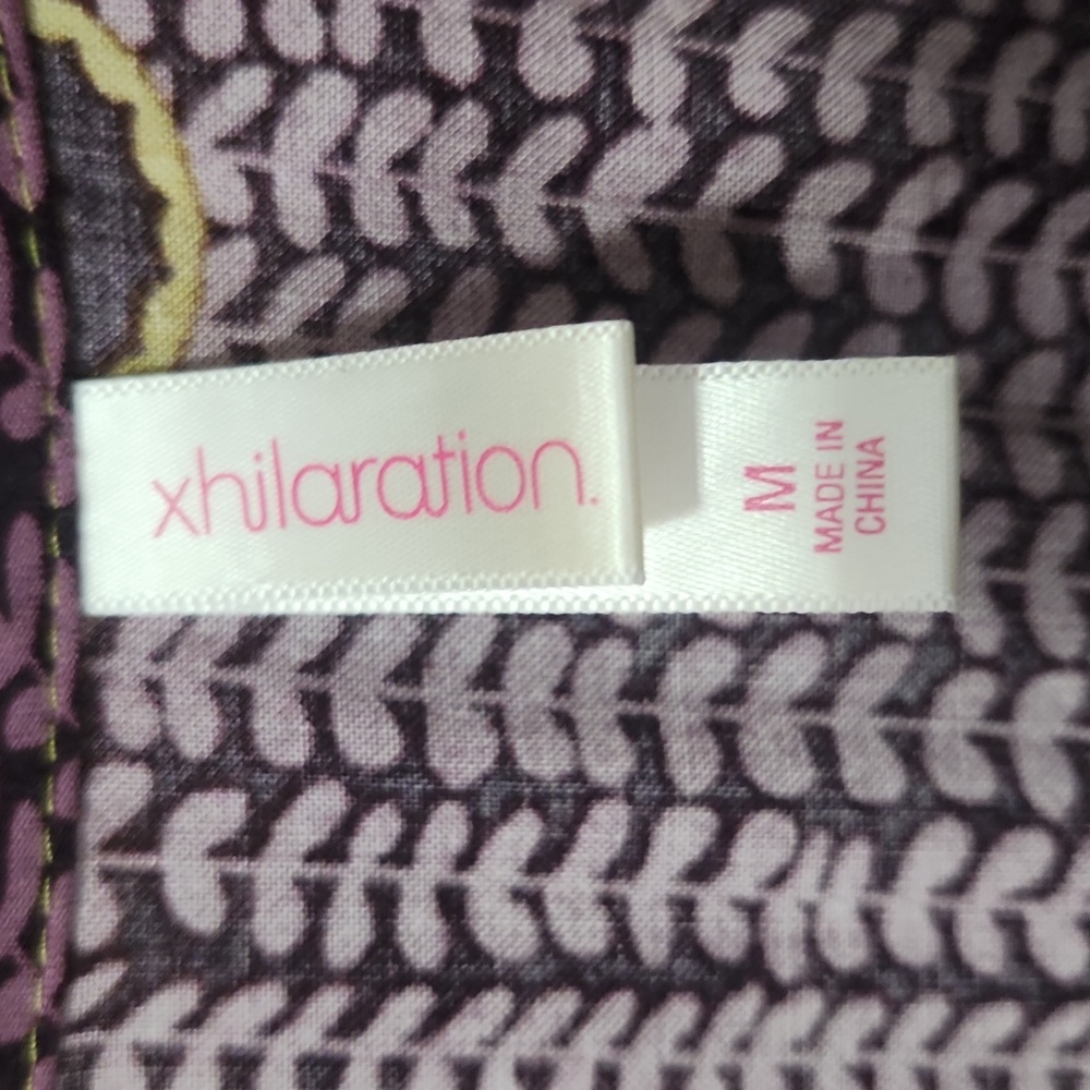 Women's Xhilaration Floral Print Dress Purple And Olive Green Size Medium - Picture 2 of 10